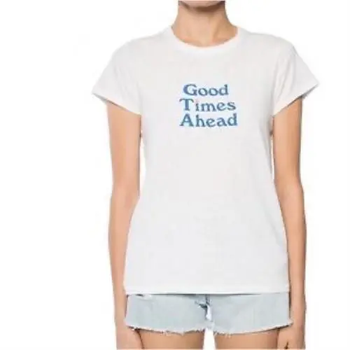 Rag Bone Womens White Short Sleeve `good Times Ahead` T-shirt sz S/p