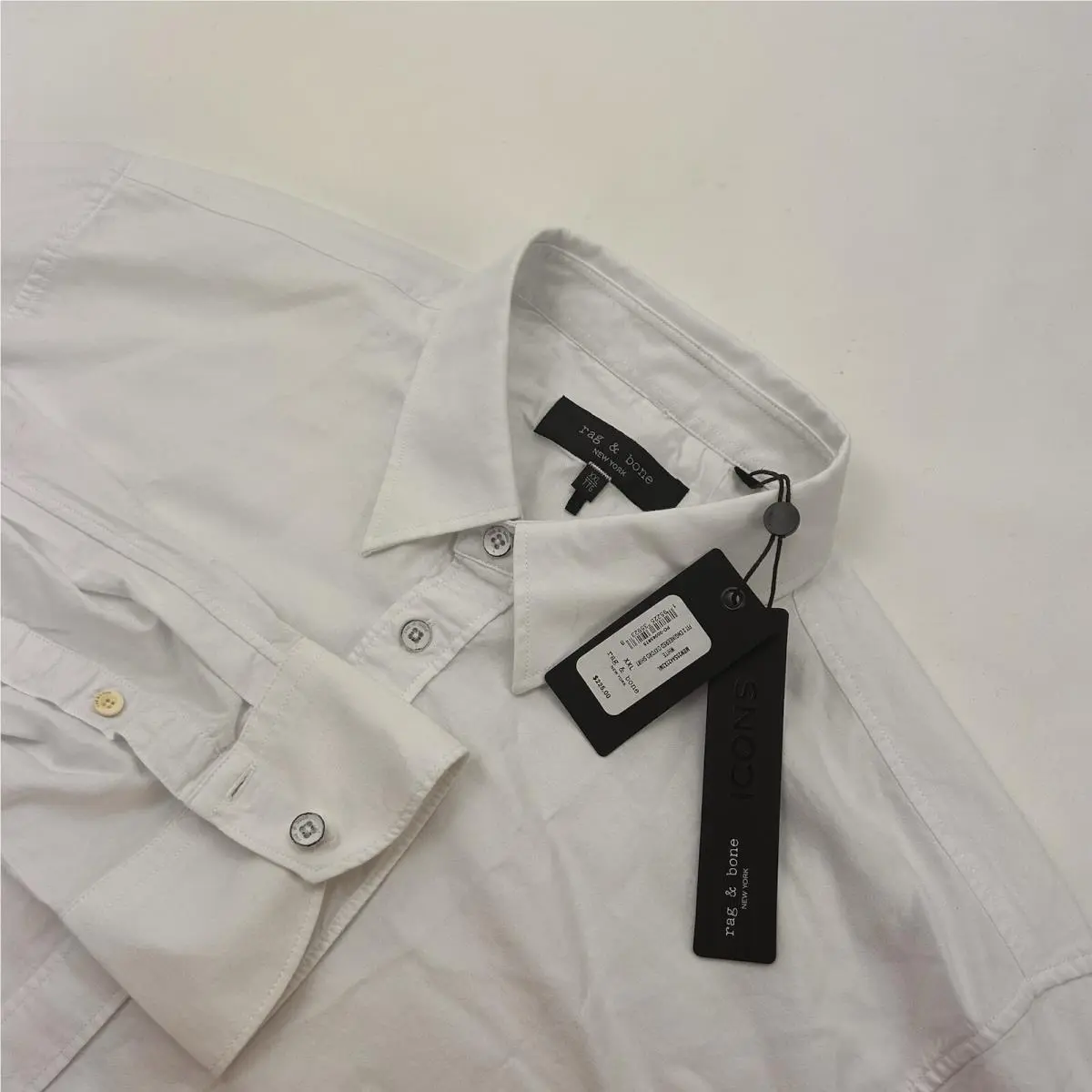 Rag Bone Men`s Solid White Oxford Long Sleeve Botton Down Shirt Xxl