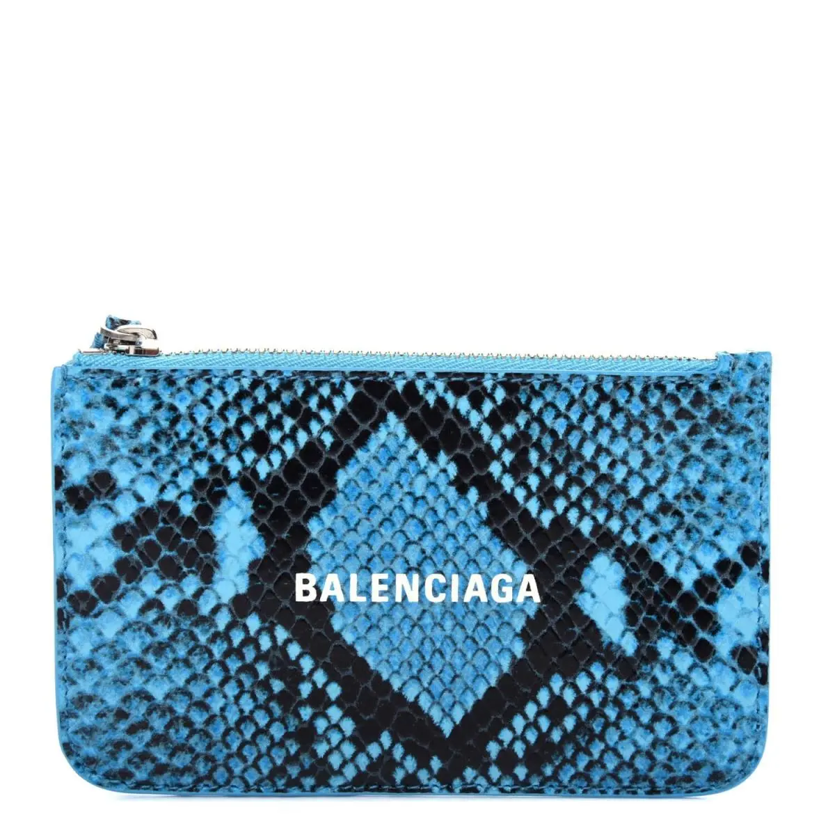 L58607 Blue Calfskin Python Printed Cash Card Holder 5.25x3.25 by Balenciaga