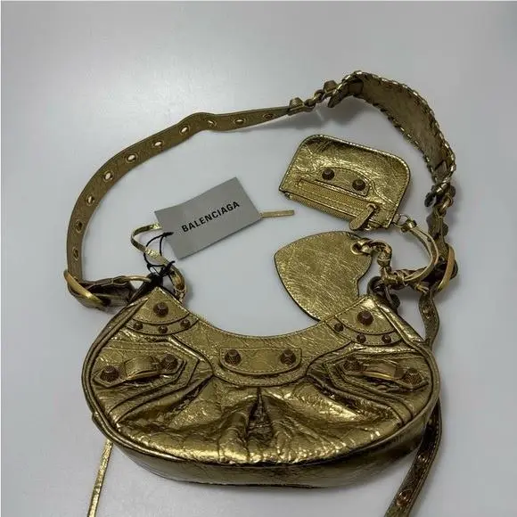 Balenciaga XS Le Cagole Metallic Gold Calfskin Shoulder Bag