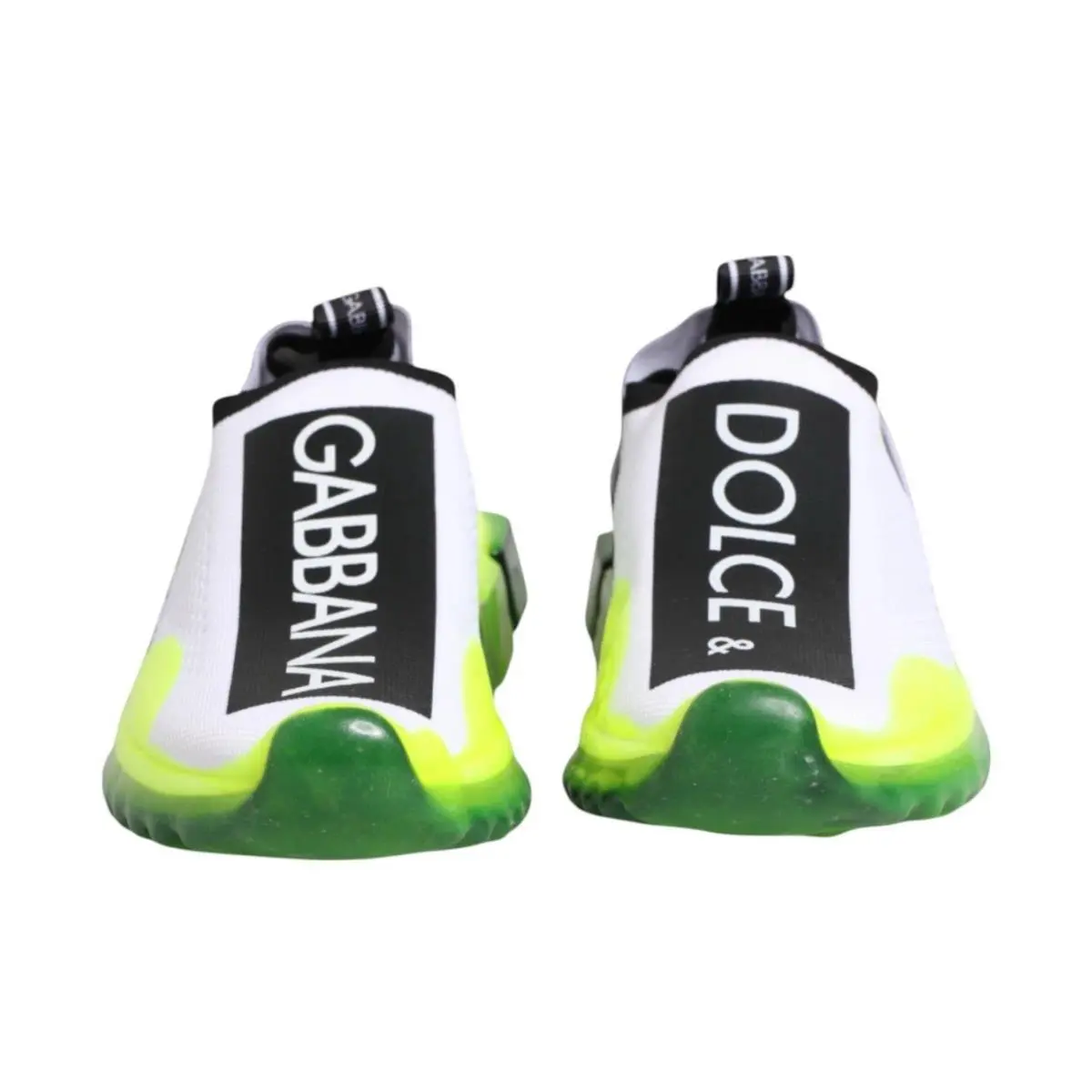 Dolce Gabbana Shoes White Neon Green Sorrento Slip On Sneaker US 8.5/EU 41.5