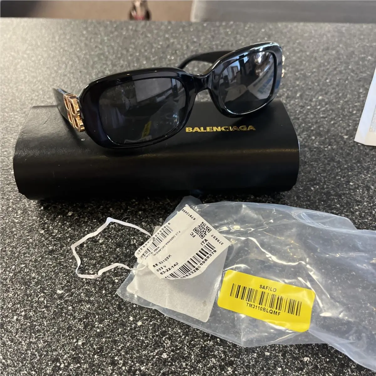 Balenciaga BB0096S Grey/black Full-rim Rectangle Unisex Sunglasses