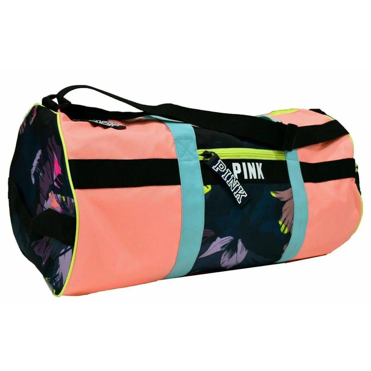 Victoria's Secret  bag   - Neon Lime Blue rainbow Colorblock Palm Fern set, Exterior: see description 13