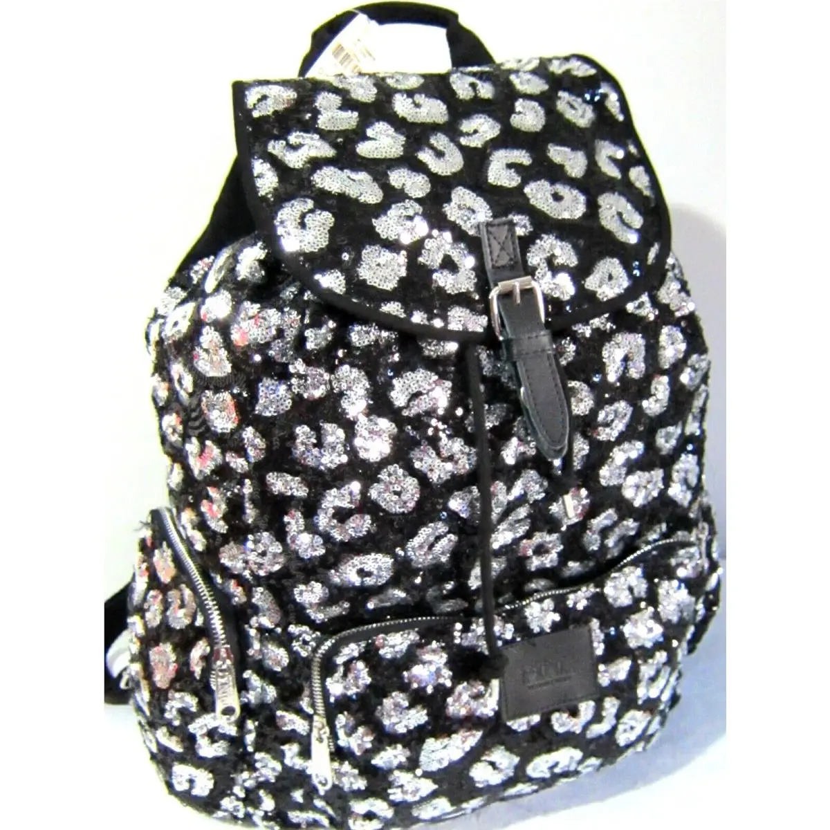 Bling Victoria Secret Pink Leopard Sequin Carry ON Book Bag Backpack Travel by Victoria's Secret