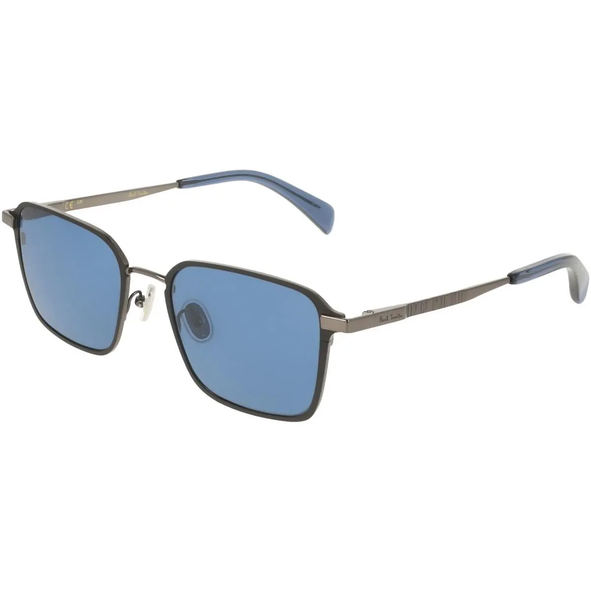 Neate Men`s Square Sunglasses - PS25111S - Made in Italy Semi-Matte Gunmetal/Blue (036) by Paul Smith