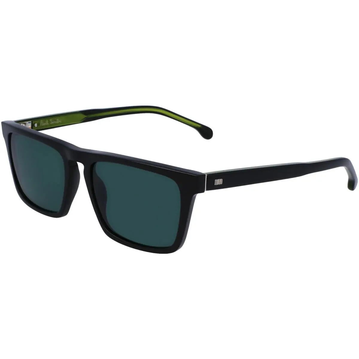 Edison Men`s Square Sunglasses w Steel Hinges PSSN06255 Made In Italy Black/Green (001) by Paul Smith