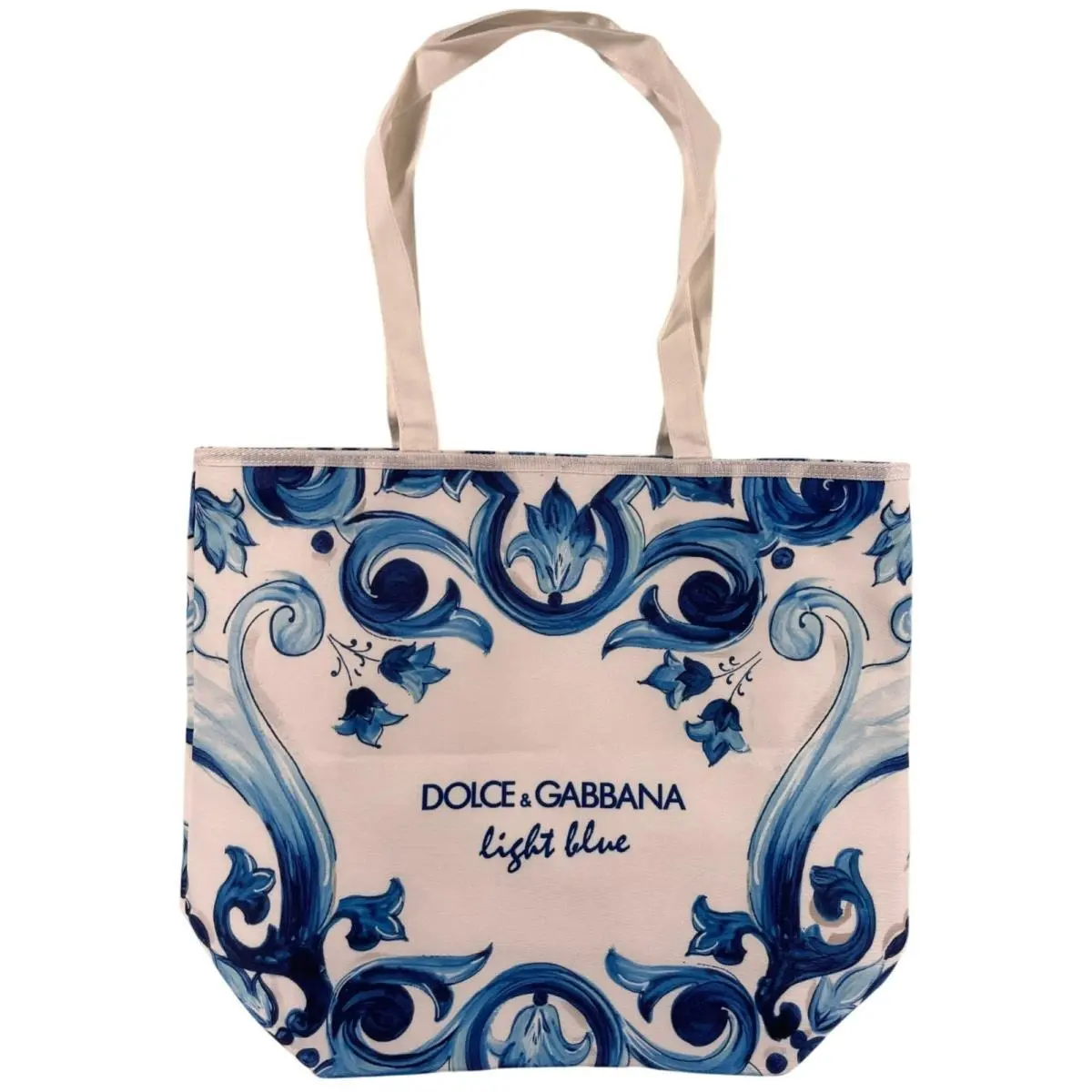 Dolce Gabbana Bag Light Blue Designer Tote with Blue Floral Design