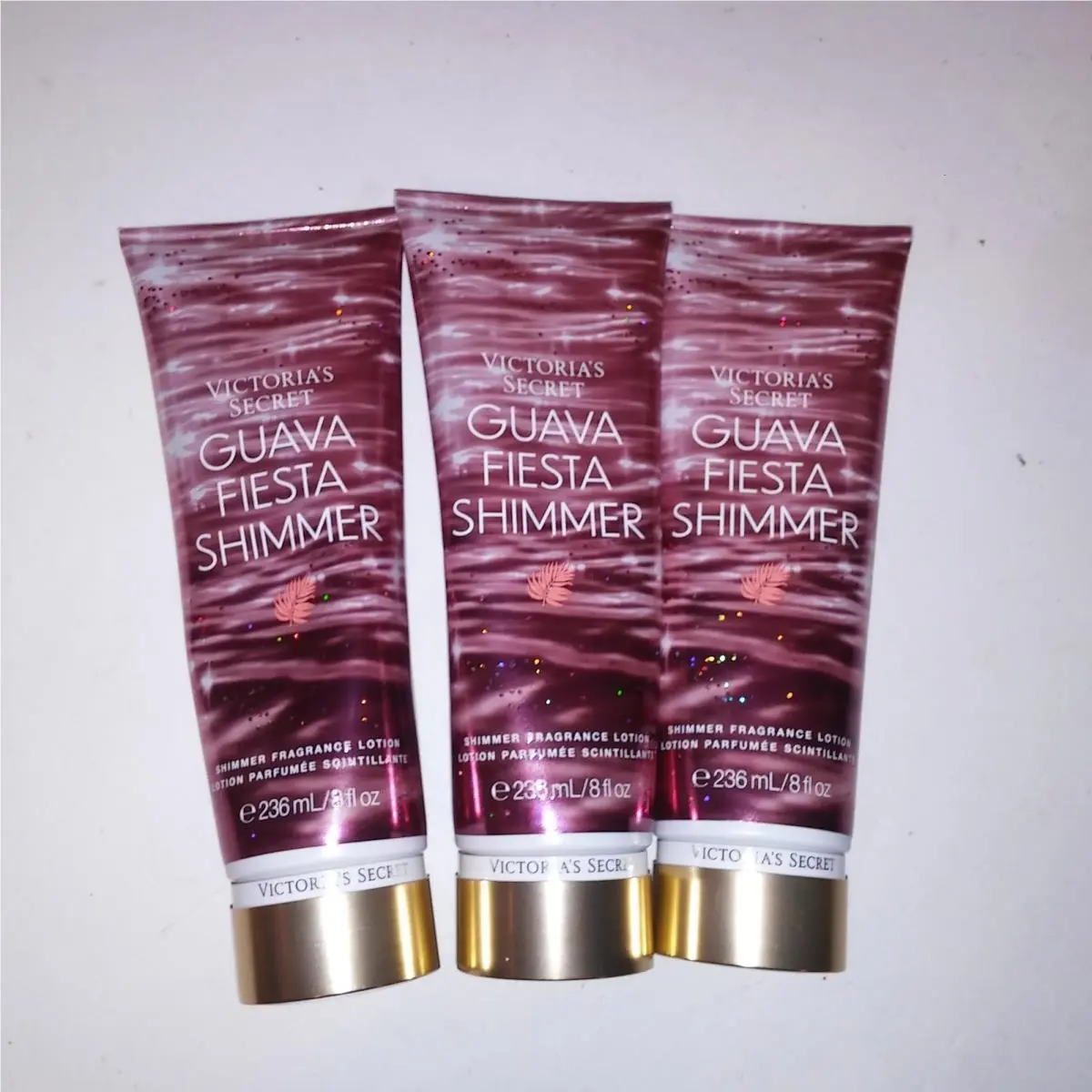 Victoria`s Secret Fragrance Lotion Set of 3 Guava Fiesta Shimmer 8oz Each by Victoria's Secret