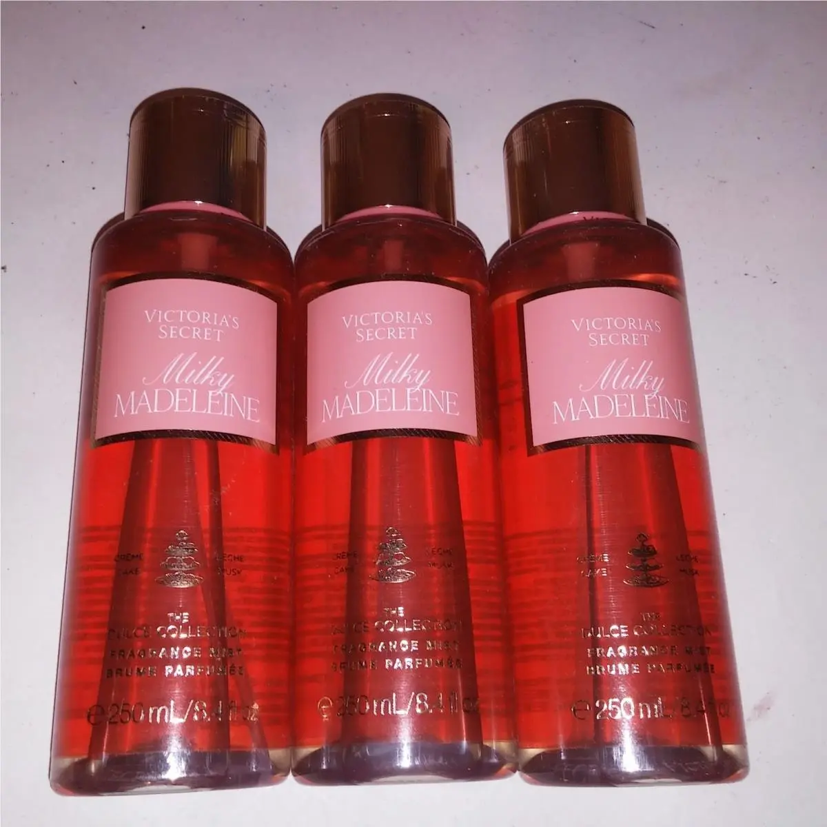 Set of 3 Victoria Secret Fragrance Mist Body Spray Milky Madeleine Full Size by Victoria's Secret