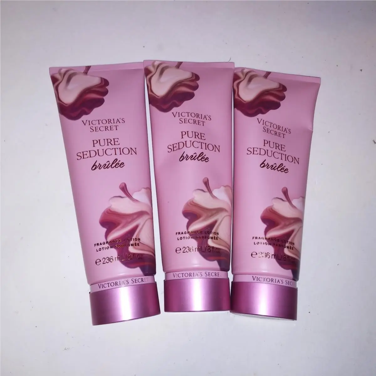 Victoria`s Secret Fragrance Lotion Set of 3 Pure Seduction Brulee 8oz Each by Victoria's Secret