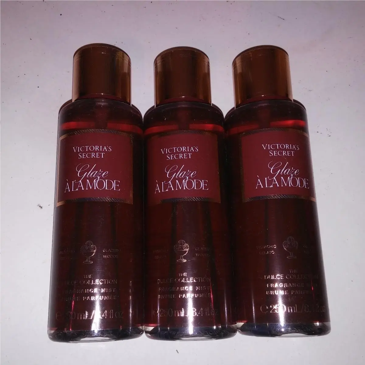 Set of 3 Victoria Secret Fragrance Mist Body Spray Glaze Ala Mode Full Size by Victoria's Secret
