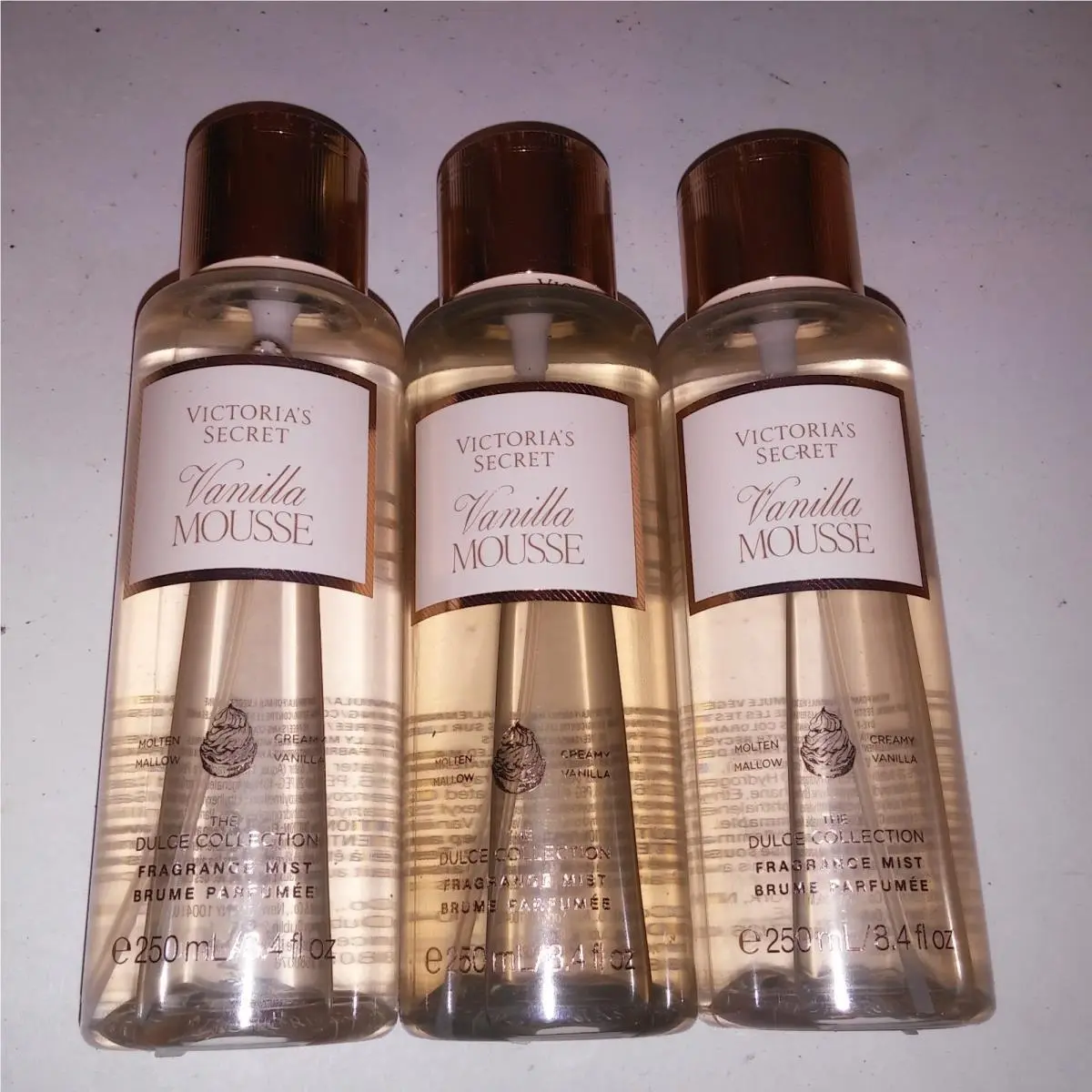 Set of 3 Victoria Secret Fragrance Mist Body Spray Vanilla Mousse Full Size