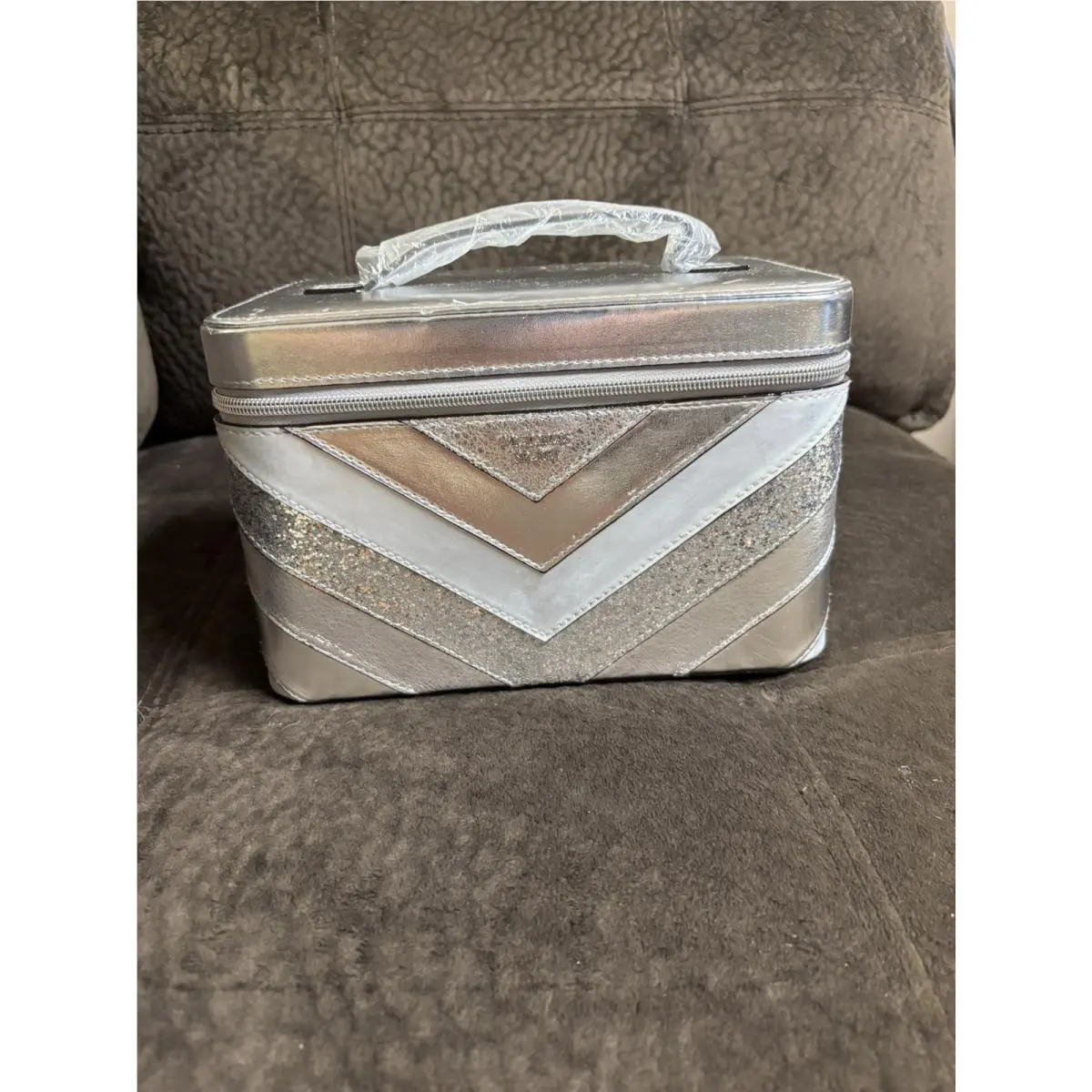 Victoria`s Secret Silver Glitter Train Case by Victoria's Secret