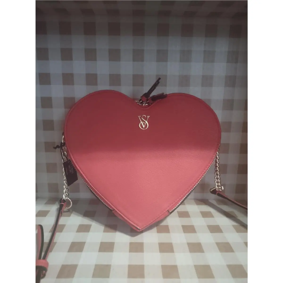 Victoria`s Secret Heart Shape Crossbody Bag Bright Red 2 Part Zipper by Victoria's Secret