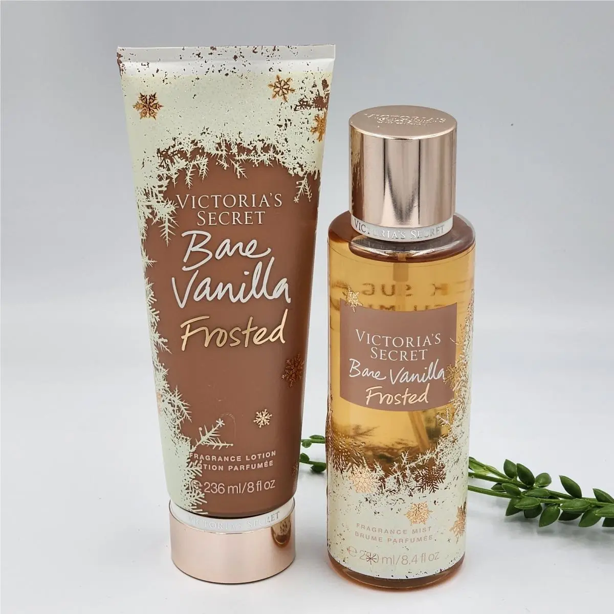 Victorias Secret Bare Vanilla Frosted Fragrance Mist Body Spray Lotion 2 Pc by Victoria's Secret