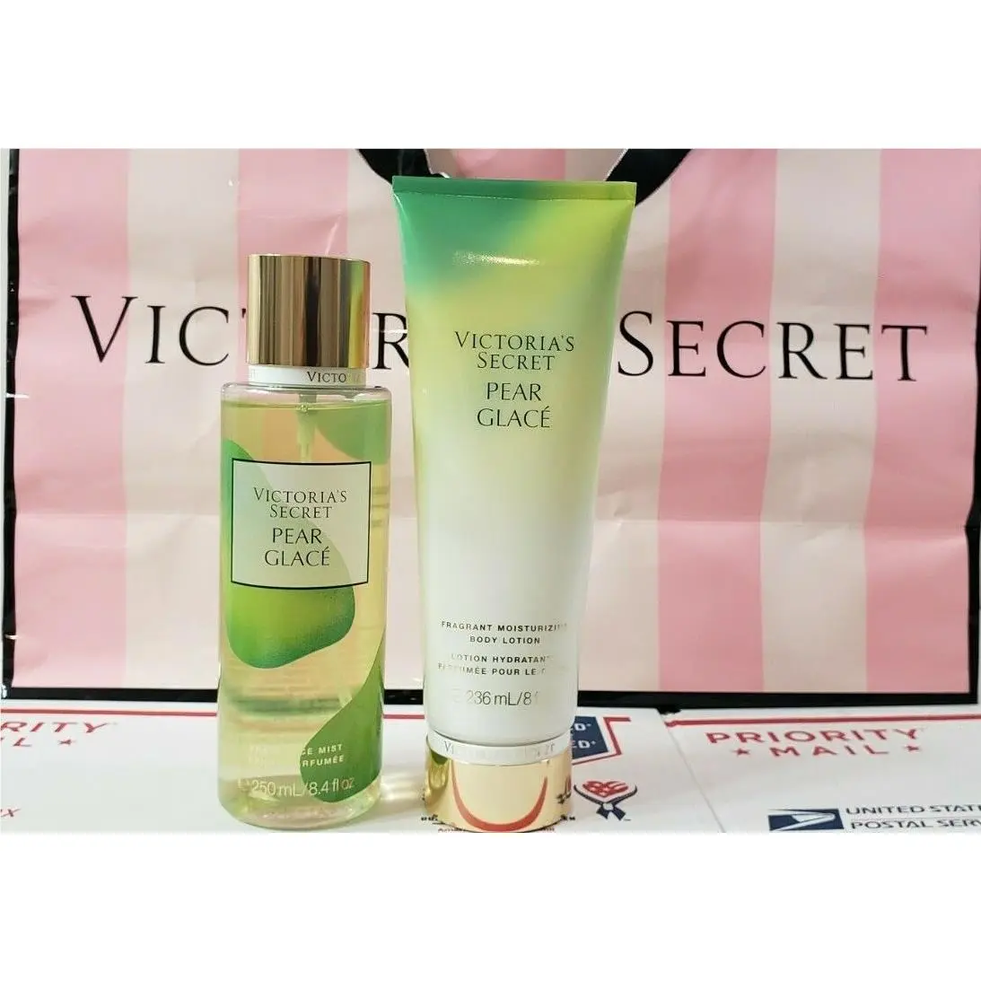 Victoria`s Secret Pear Glace Fragrance Mist 8.4 OZ Body Lotion 8 OZ - Set OF 2 by Victoria's Secret