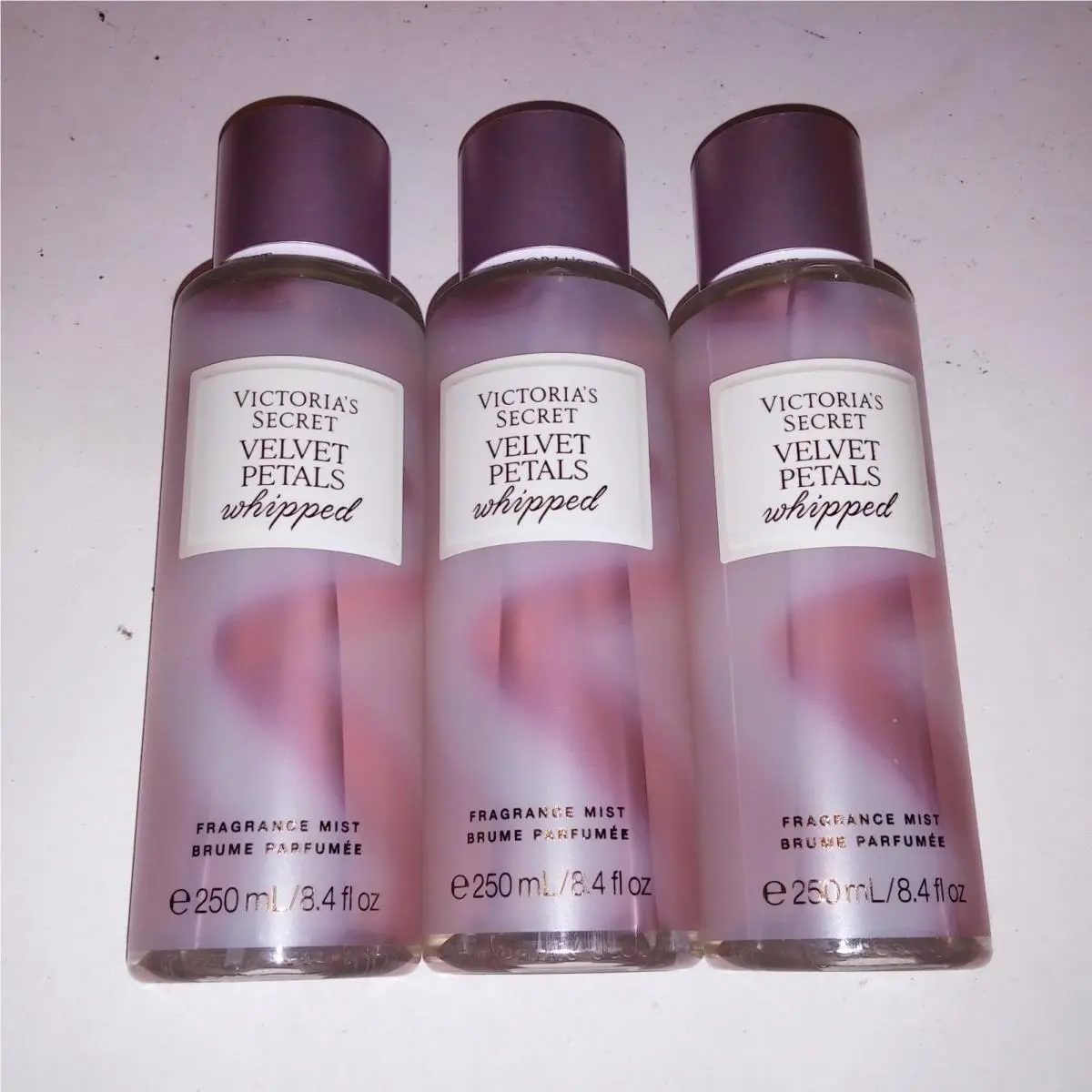 Set of 3 Victoria Secret Fragrance Mist Body Spray Velvet Petals Whipped by Victoria's Secret
