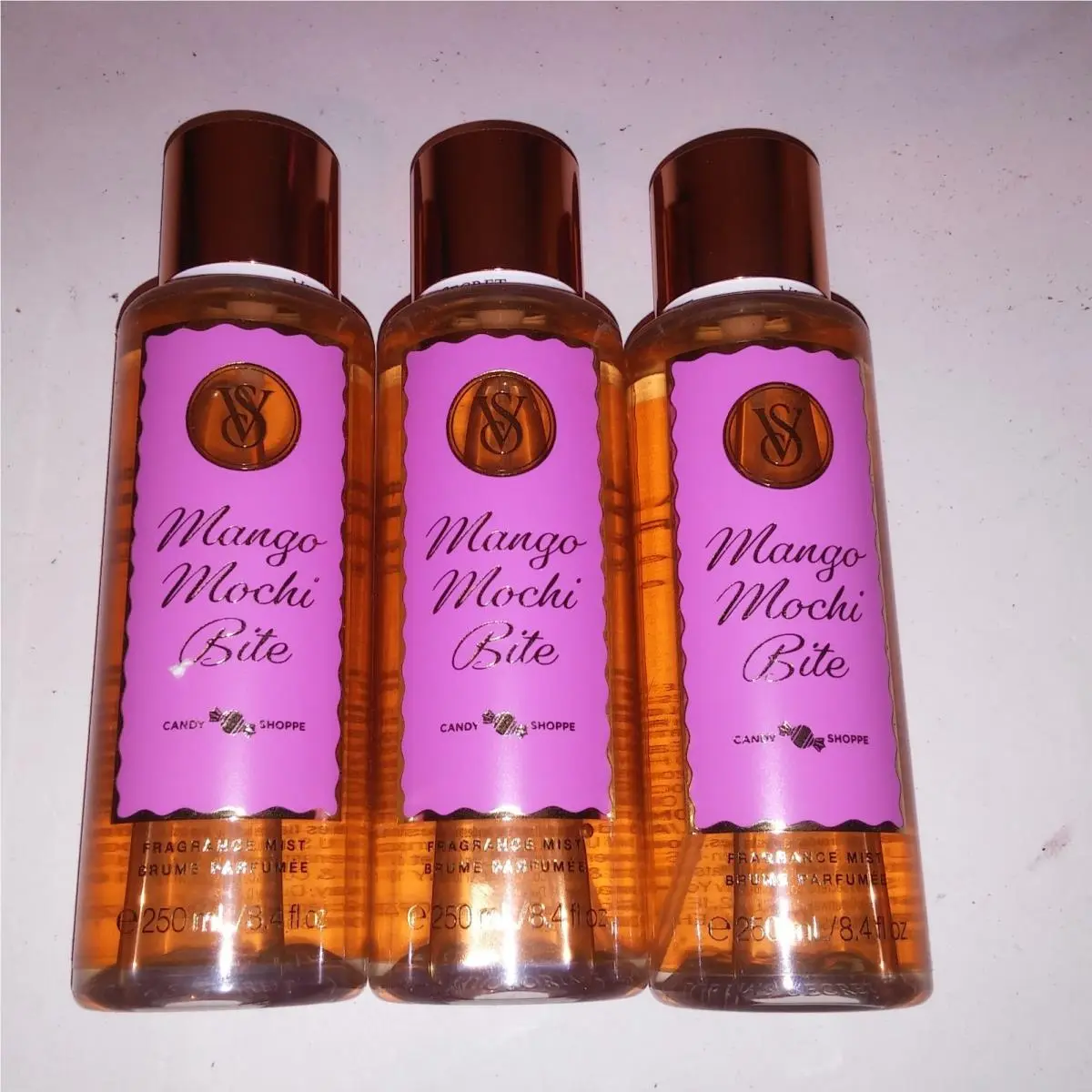 Set of 3 Victoria Secret Fragrance Mist Body Spray Mango Mochi Bite Full Size by Victoria's Secret