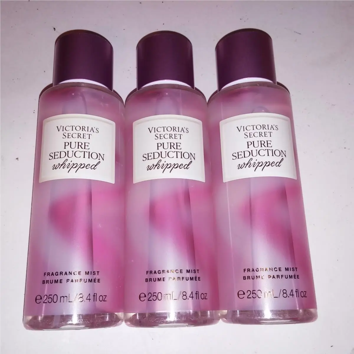 Set of 3 Victoria Secret Fragrance Mist Body Spray Pure Seduction Whipped by Victoria's Secret