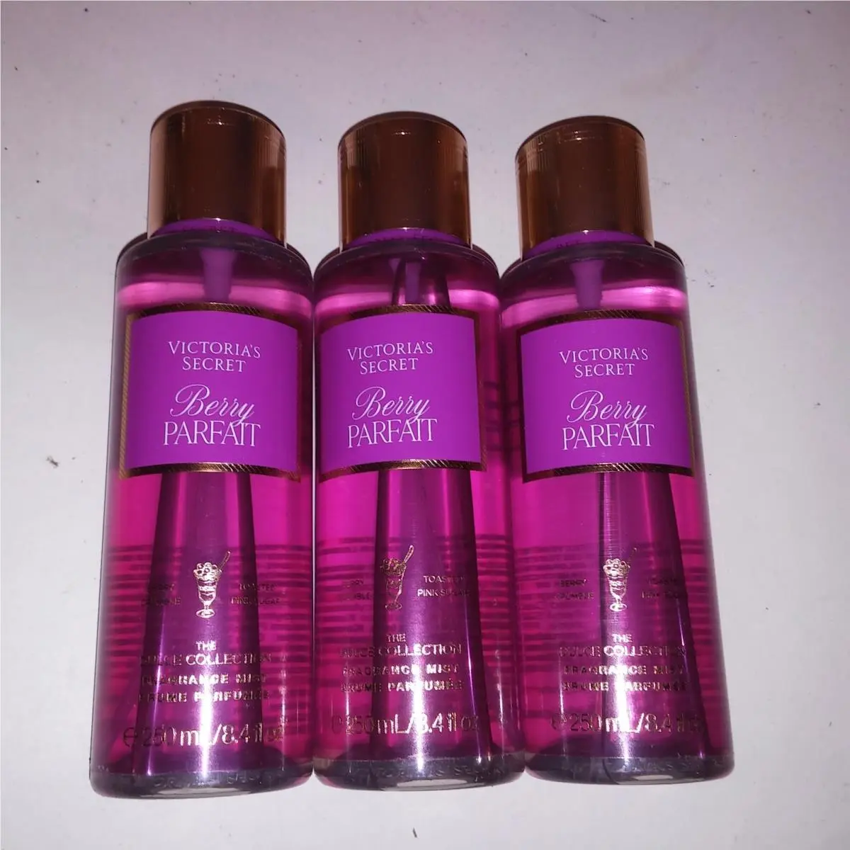 Set of 3 Victoria Secret Fragrance Mist Body Spray Berry Parfait Full Size 8.4oz by Victoria's Secret