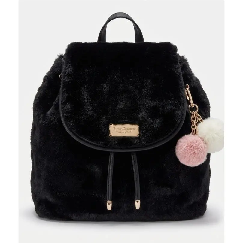 Juicy Couture Dreamy Divas Black Fur Chain Backpack