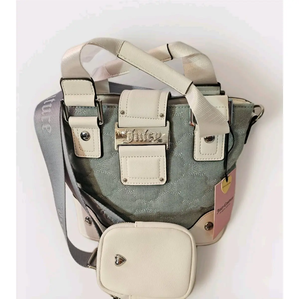 Juicy Couture Y2Cute Mini Tote Purse Light Blue Denim Satchel Fashion Bag
