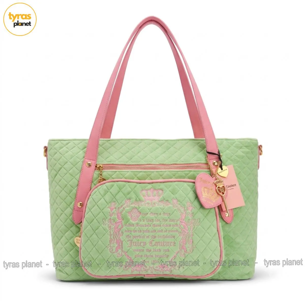 Juicy Couture Juicy Tale Weekender Diamond Quilted Bag Retro Green Pink