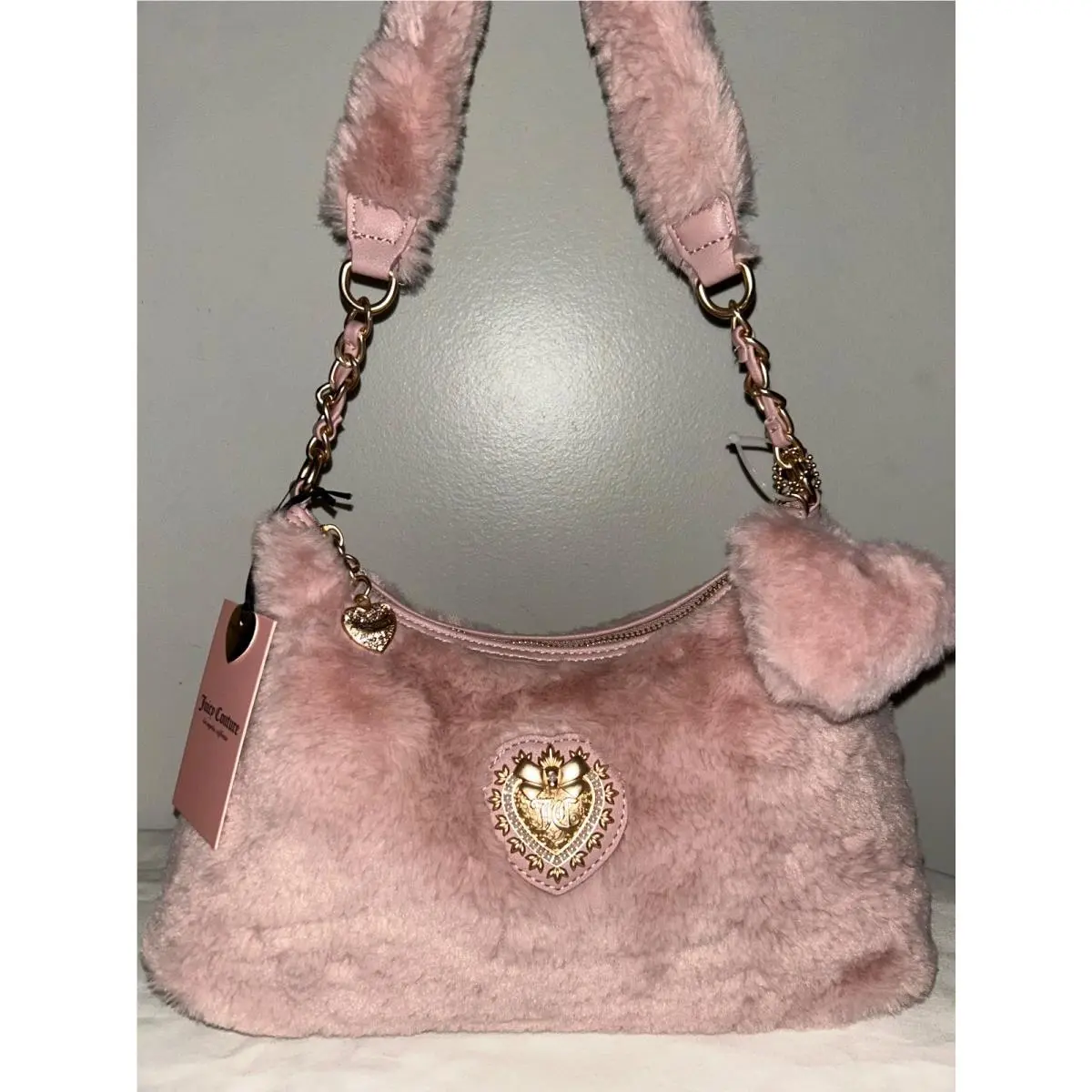 Juicy Couture Fur Love Furry Friends Hobo Bag Dusty Blush Pink