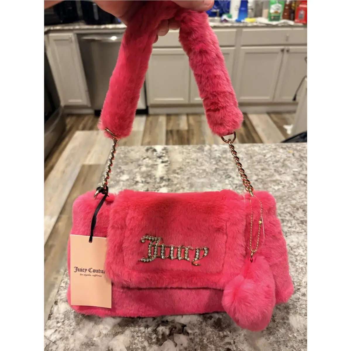 Juicy Couture Free Love Fluffy Shoulder Hot Pink Bag