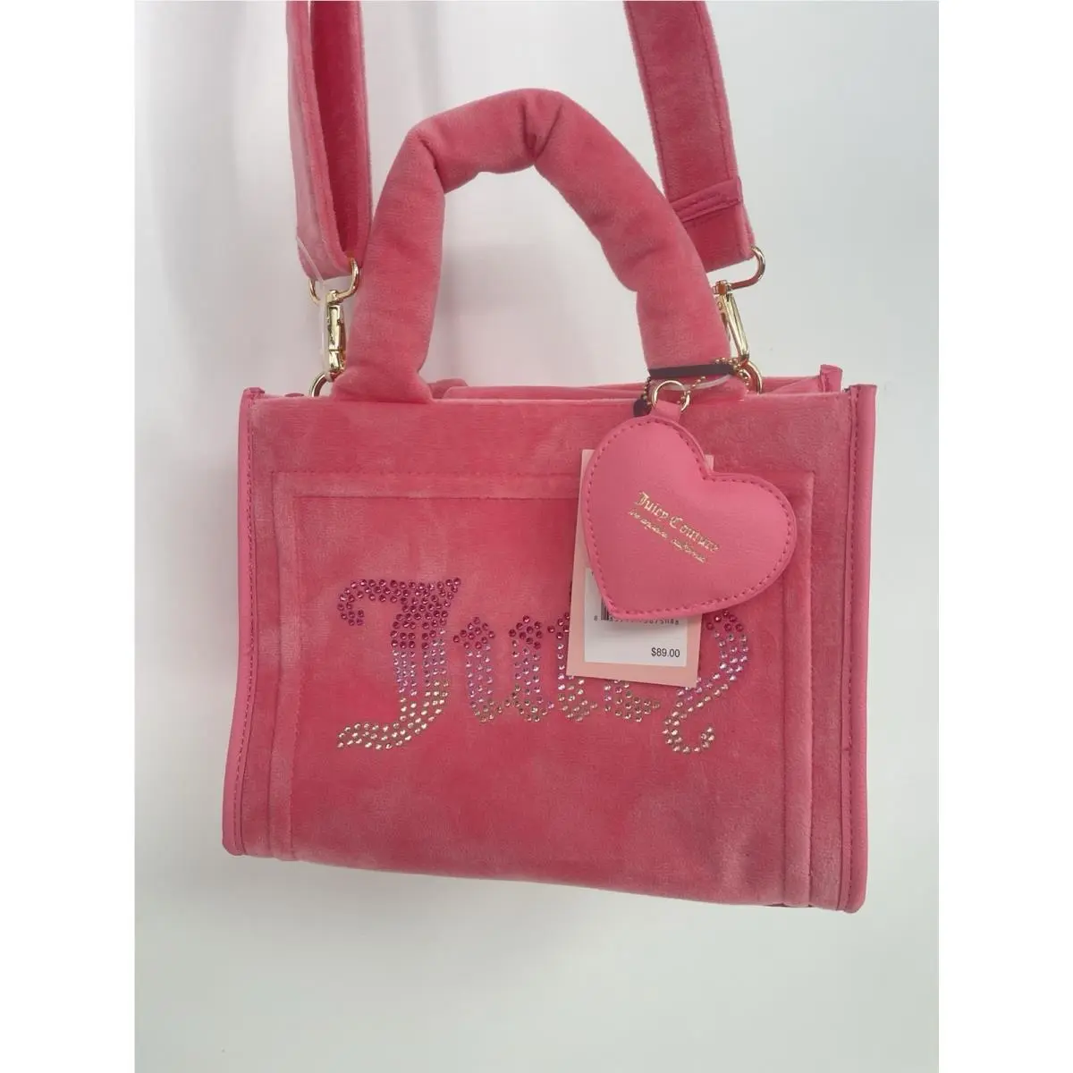 Juicy Couture Velour Pink Lemonade Big Spender Mini Tote/crossbody Bag