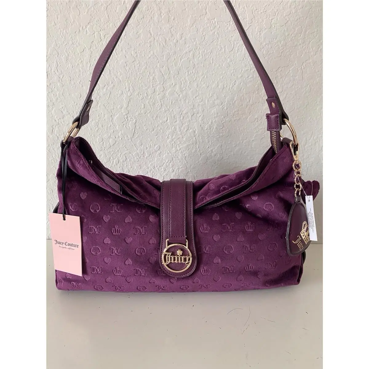 Juicy Couture First Class Couture Purple Hobo Bag Pickeled Beet Velvet W/charm