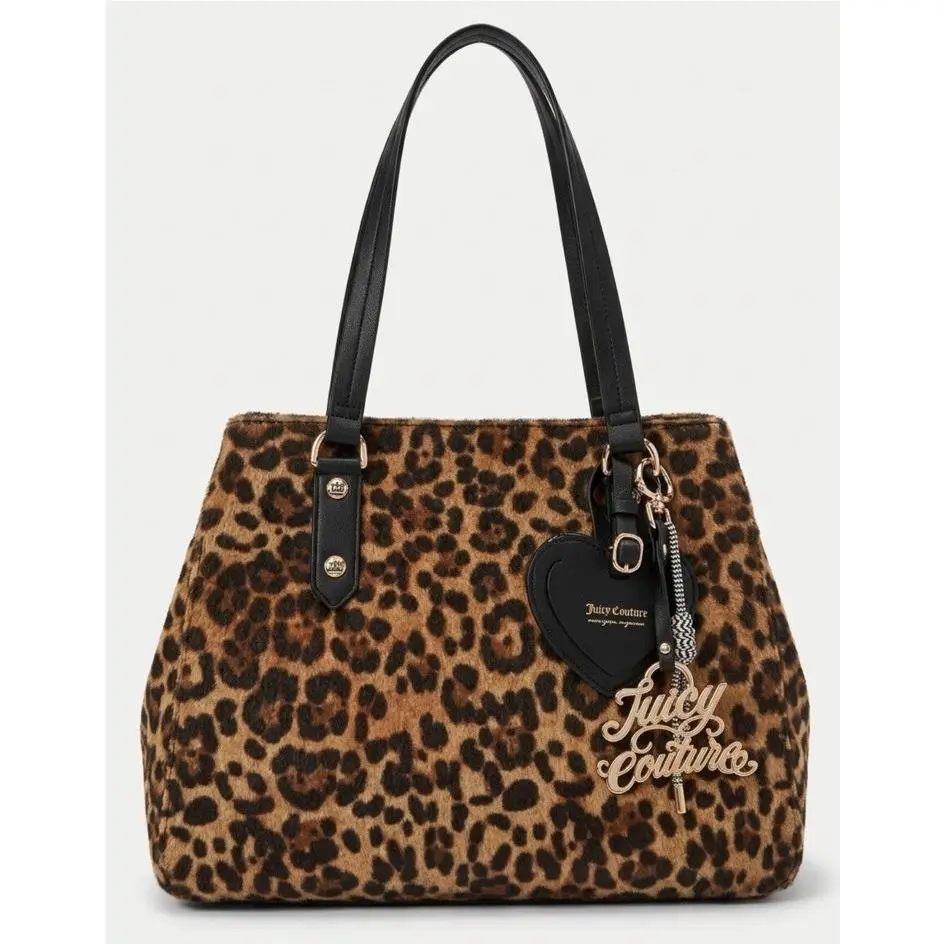 Juicy Couture Top Players Leopard Print Fur Tote