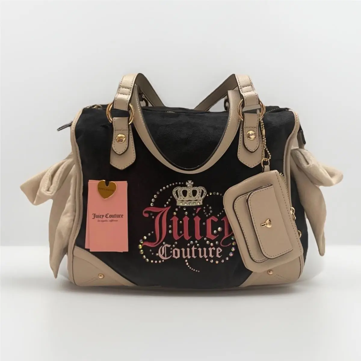Juicy Couture Vintage Dreamy Juicy Tote Bag Liquorice Crystal Bow Crown