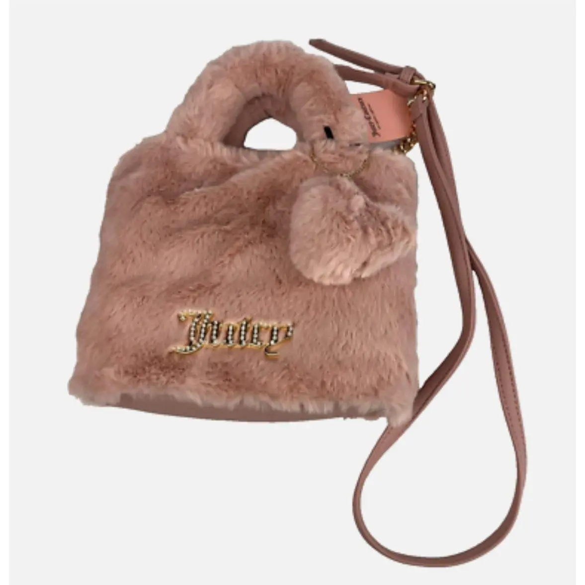 Juicy Couture Dusty Blush Fluffy Mini Tote Bag Purse Pink