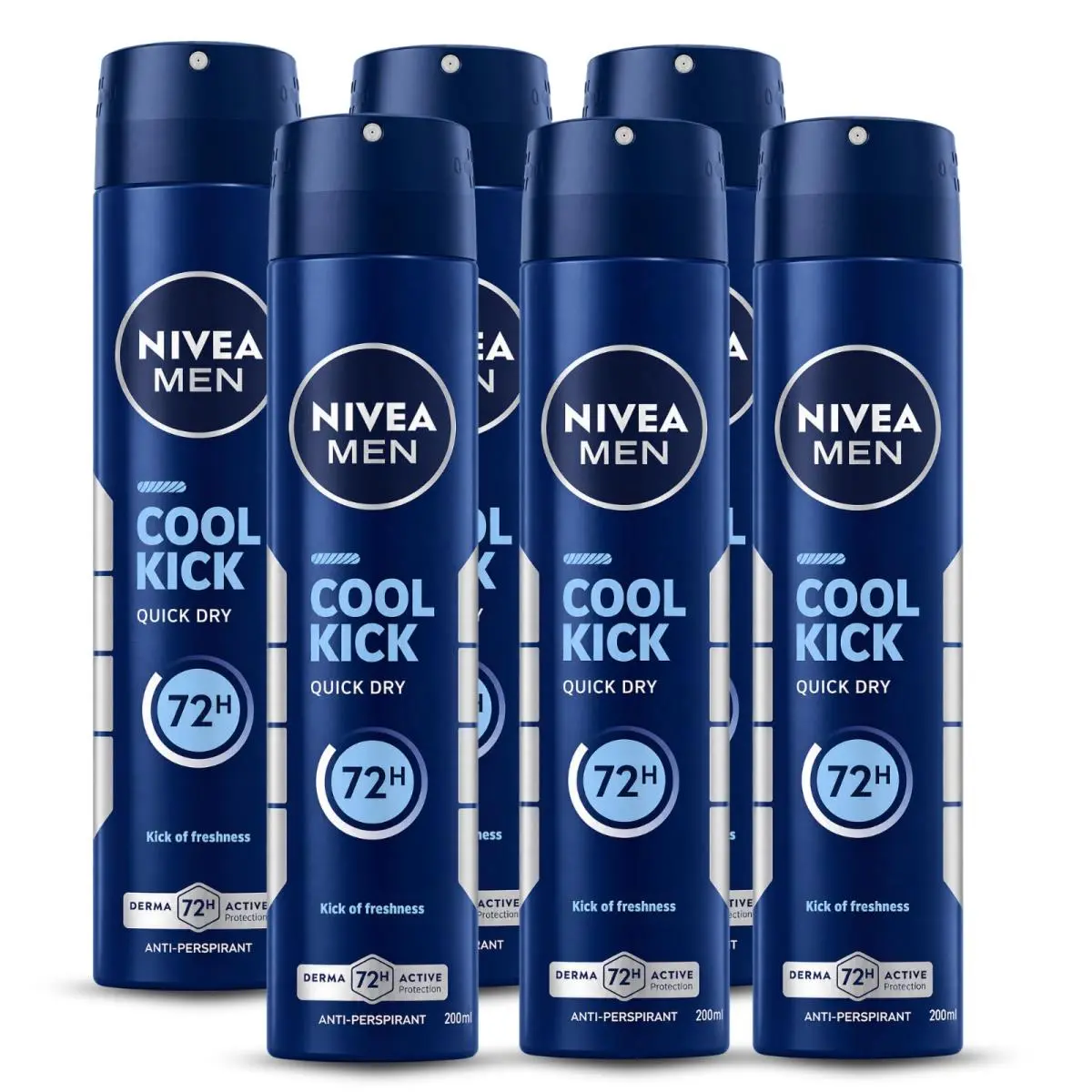 Nivea Men Cool Kick Deodorant Spray 200ml 72H Freshness 6 Pack