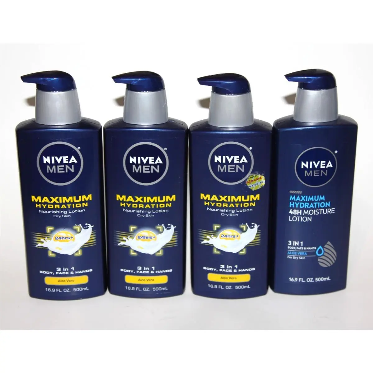 Lot 4 Nivea Men Maximum Hydration Lotion 3IN1 Body Face Hands Aloe Vera 16.9OZ