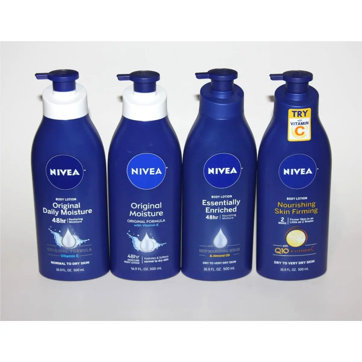 Lot 4 Nivea Body Lotion Moisture Essentially Skin Firming Assorted