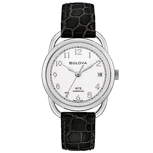 Bulova Ladies Joseph Commodore Limited Edition Auto Black Leather Watch 34.4mm 9