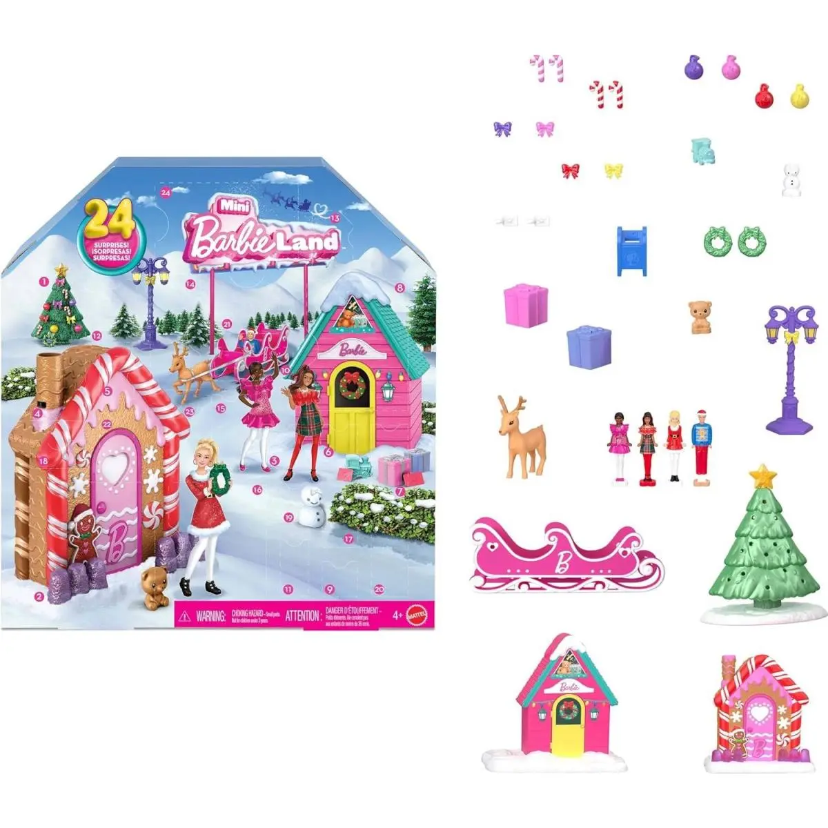 Barbie Mini Land Advent Calendar 24 Days Surprises Dolls Winter Village Playset
