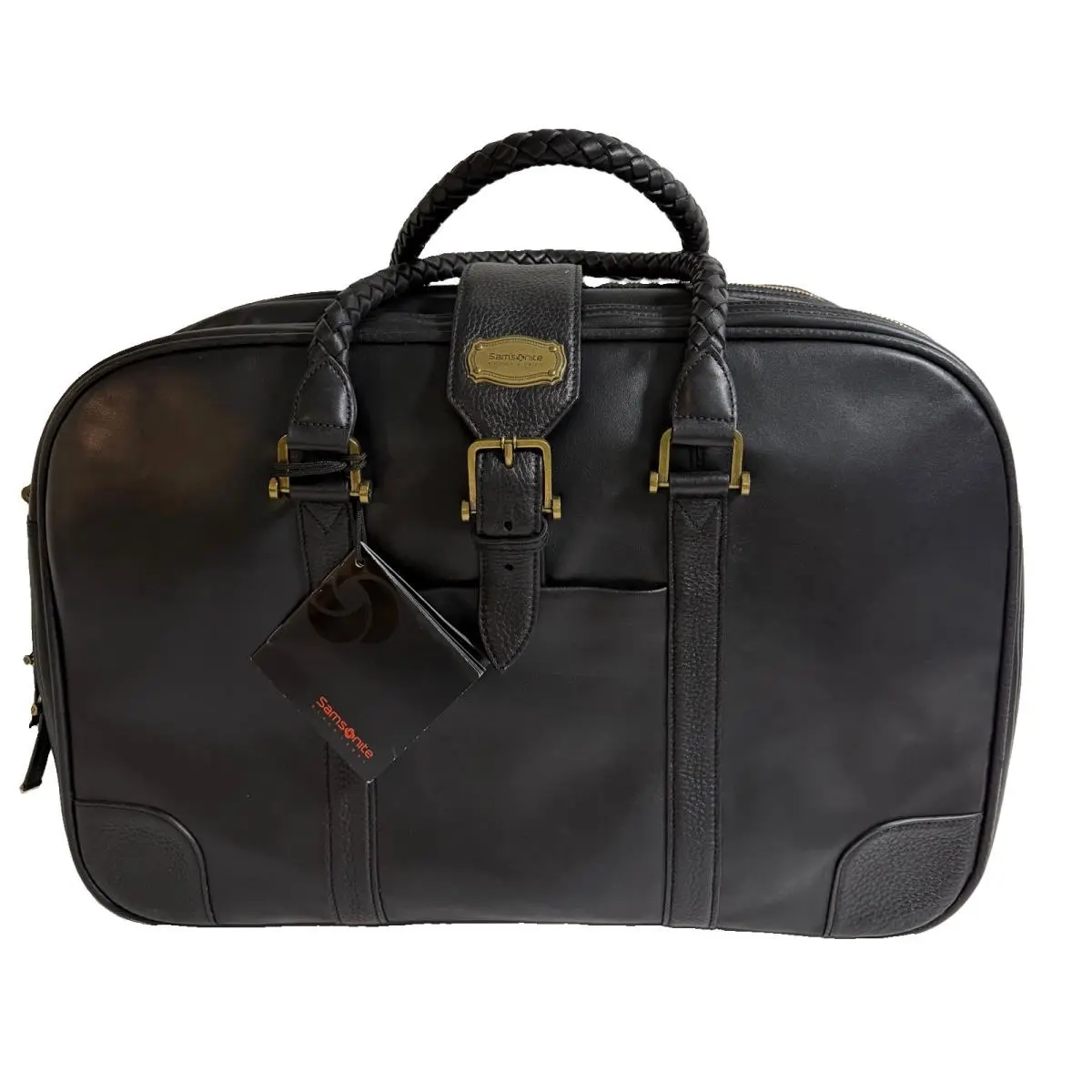 Black Label Resort Soft Leather Luggage Bag Rare Black Noir Read by Samsonite