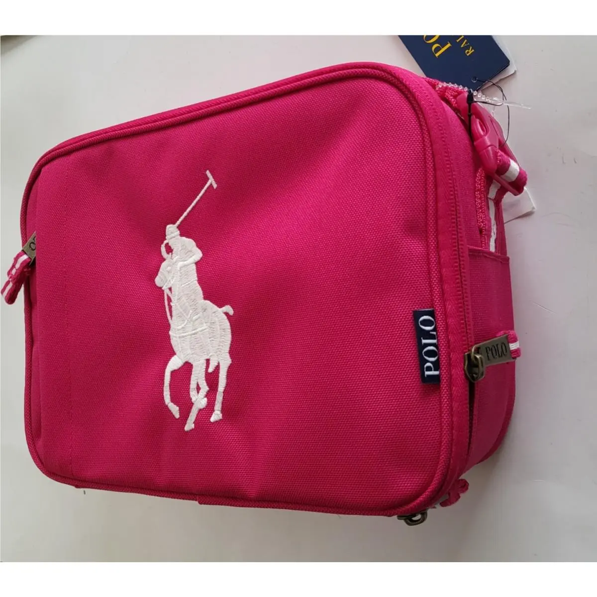 Polo Ralph Lauren Insulated Lunch Bag Big Pony Logo Canvas Pink