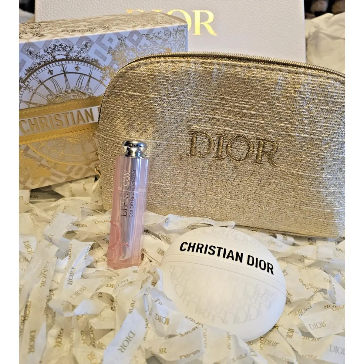 Dior 3pc Full Size Addict Lip Glow Baume Makeup Bag Gift Set Limited Edition
