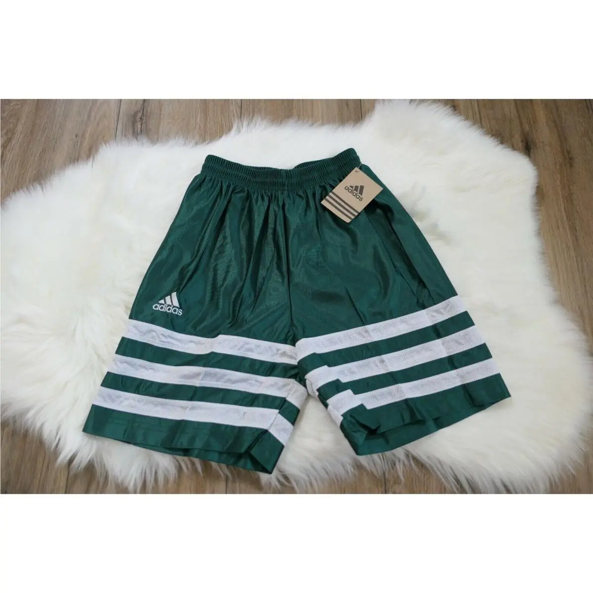 90s Adidas Polyester Green White Azteca Men`s Small Soccer Shorts