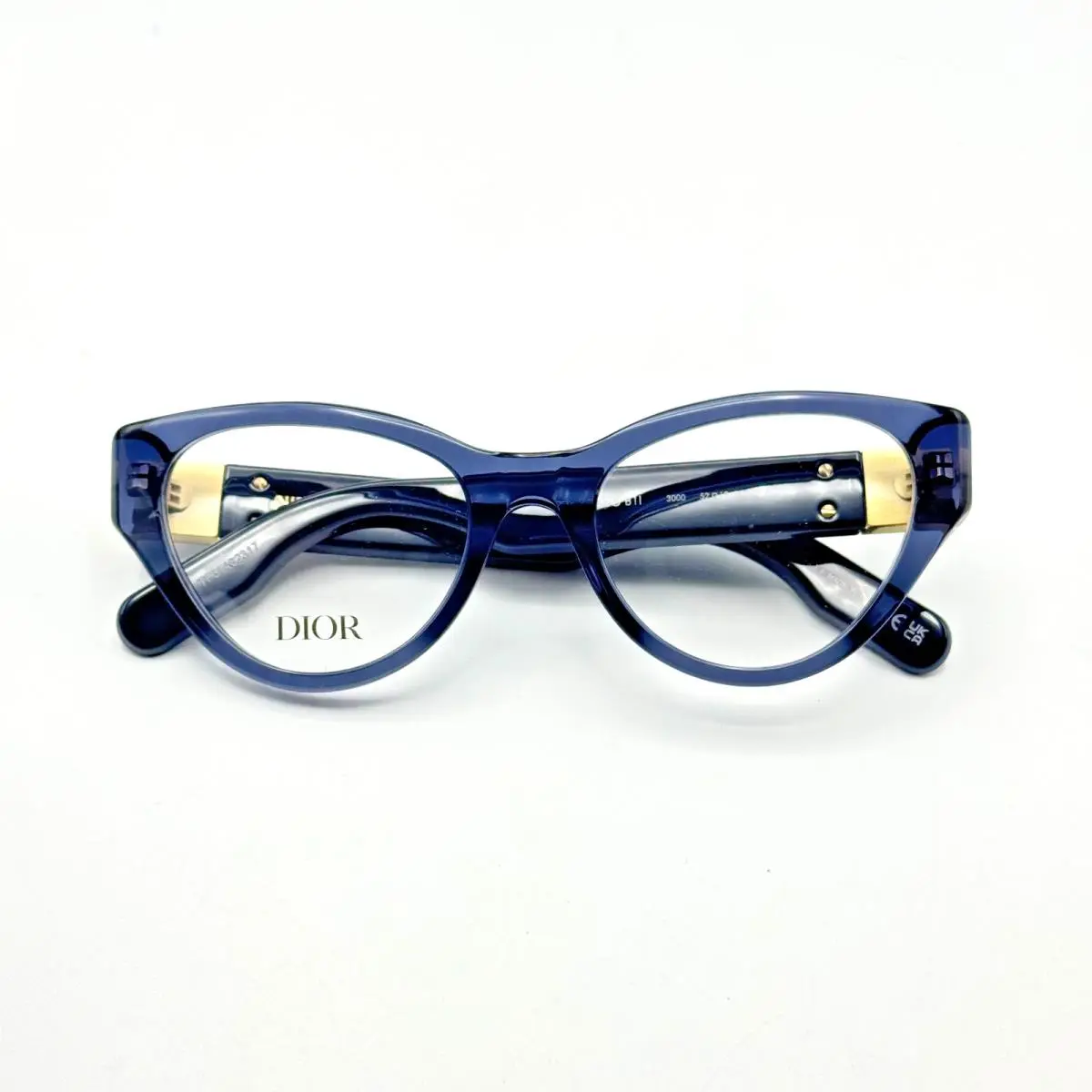 Christian Dior Eyeglasses Frame Lady 95.22O B1I 3000 Blue Cat Eye Cannage 52mm