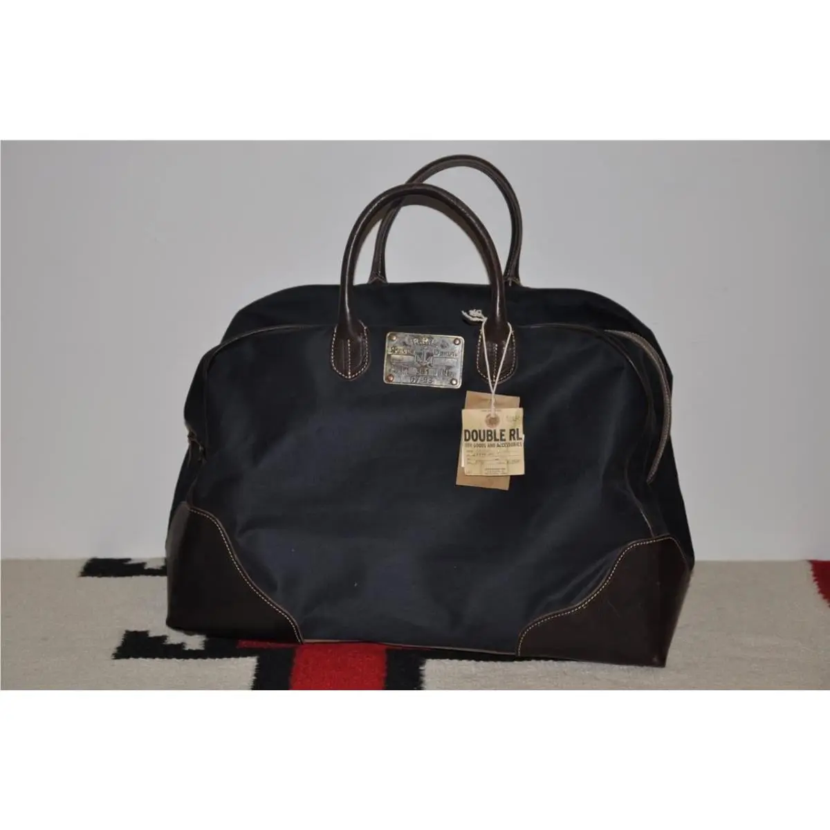 Rrl Weathered Cloth Leather Duffle Weekender Bag by Ralph Lauren
