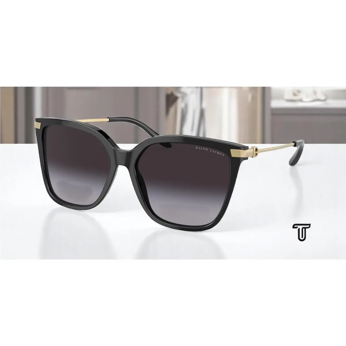 Ralph Lauren RL8209 50018G Shiny Black Gradient Grey 57 mm Women`s Sunglasses