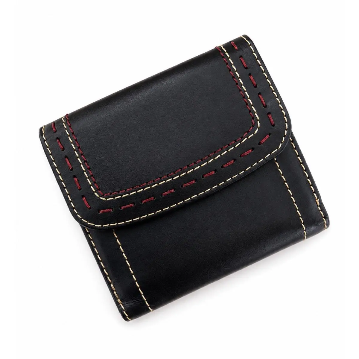 Vintage Old Stock Ralph Laure Black Leather Small Folding Snap Wallet