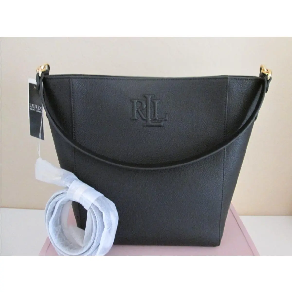 Lauren Ralph Lauren Pebbled Leather Extra-large Cameryn Tote Bag Black
