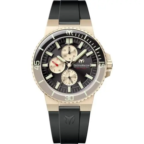 Technomarine La Pelagia Men 43.00mm Steel Gold Black+gold Dial VH67 Quartz