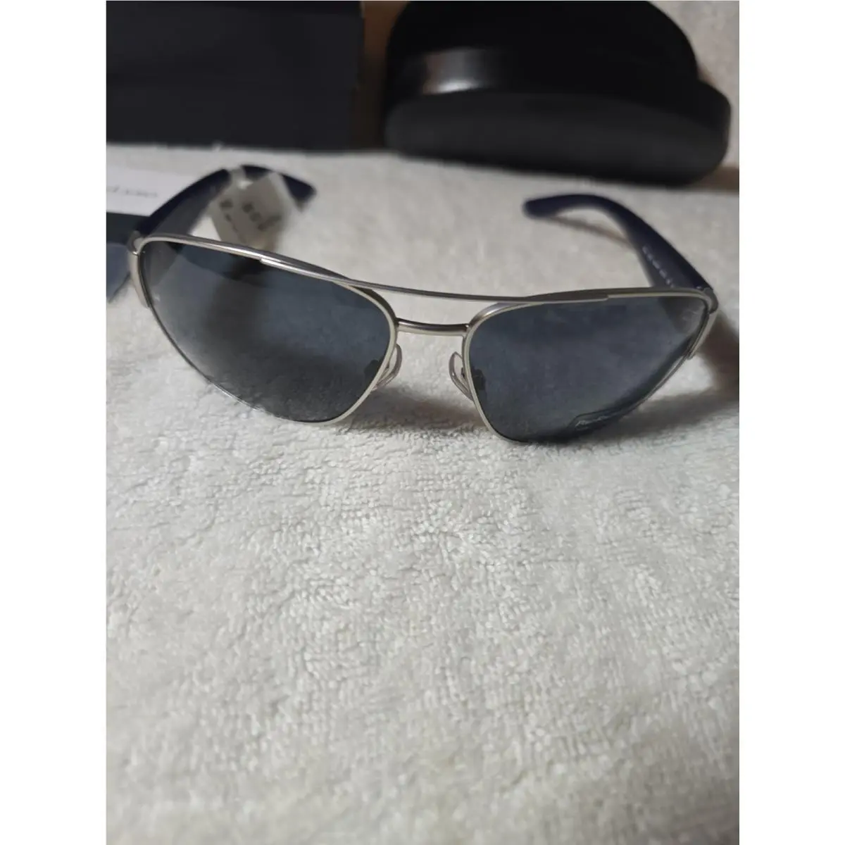 Men`s Y2K  Double Bar Sunglasses Polo 3052 Silver Blue 65/15 Italy by Ralph Lauren